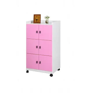 【艾蜜莉的家】2.7尺塑鋼粉紅白色活動置物櫃 收納櫃(可改固定腳粒-電聯時請先告知)