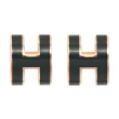 【Hermes 愛馬仕】POPH MINI 經典立體橢圓字母H LOGO耳環(玫瑰金/松綠)