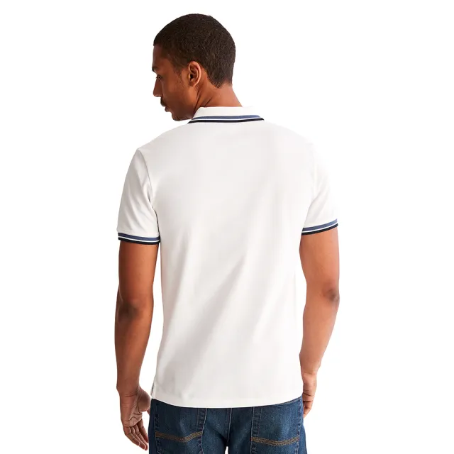 【Timberland】男款白色有機棉MILLERS RIVER修身短袖POLO衫(A62SH100)