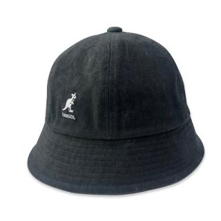 【KANGOL】COTTON 水洗棉圓頂盆帽(水洗黑色)
