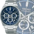 【SEIKO 精工】CS系列 條紋設計 三眼計時腕錶 41mm/SK034(8T63-01T0B/SBTR033J 藍)