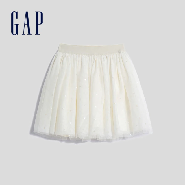 GAP 女童裝 印花鬆緊短裙-白色(786944)