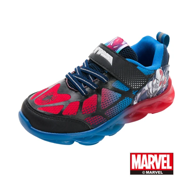 Marvel 漫威Marvel 漫威 正版童款 蜘蛛人 電燈運動鞋/4D鞋墊 排汗 透氣 藍紅(MNKX35236)