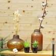 【YU Living 信歐傢居】復古縮口長形玻璃花瓶 花器(高25.5cm/琥珀色)
