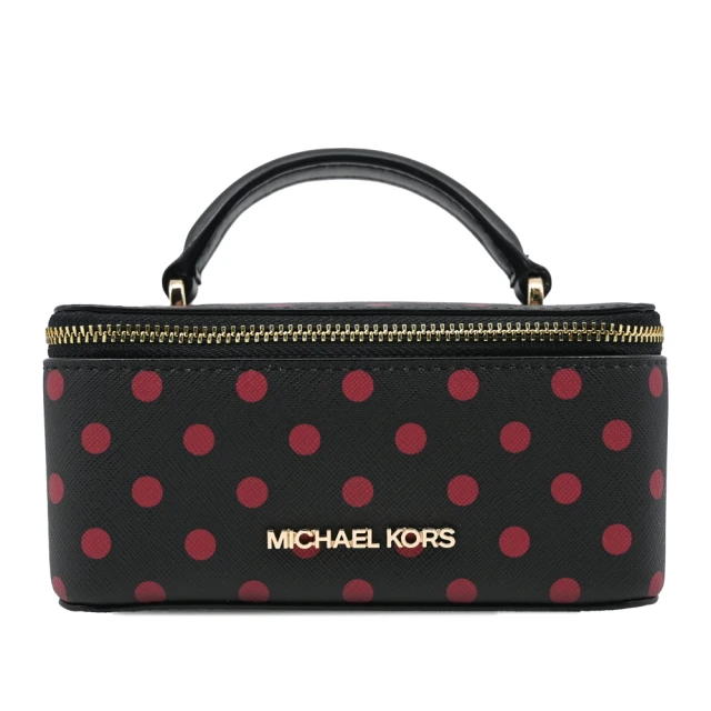 Michael KorsMichael Kors GIFTABLES 黑色紅點防刮紋金字化粧包/珠寶首飾盒/手提多用途包(黑色/手拿/化粧珠寶包)