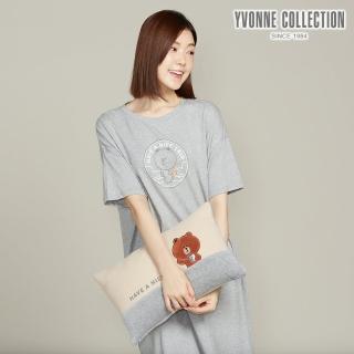 【YVONNE 以旺傢飾】熊大旅行方形抱枕_30x45公分 奶茶棕(LINE FRIENDS)