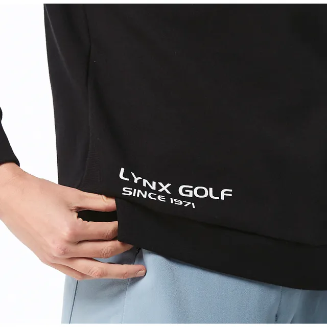 【Lynx Golf】首爾高桿風格！女款雙面組織布吸排機能拉鍊口袋下擺開杈大學T長袖POLO衫/高爾夫球衫(黑色)