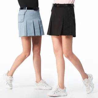 【Lynx Golf】首爾高桿風格！女款彈性舒適百摺裙款式貼袋設計反光織帶造型運動褲裙(二色)