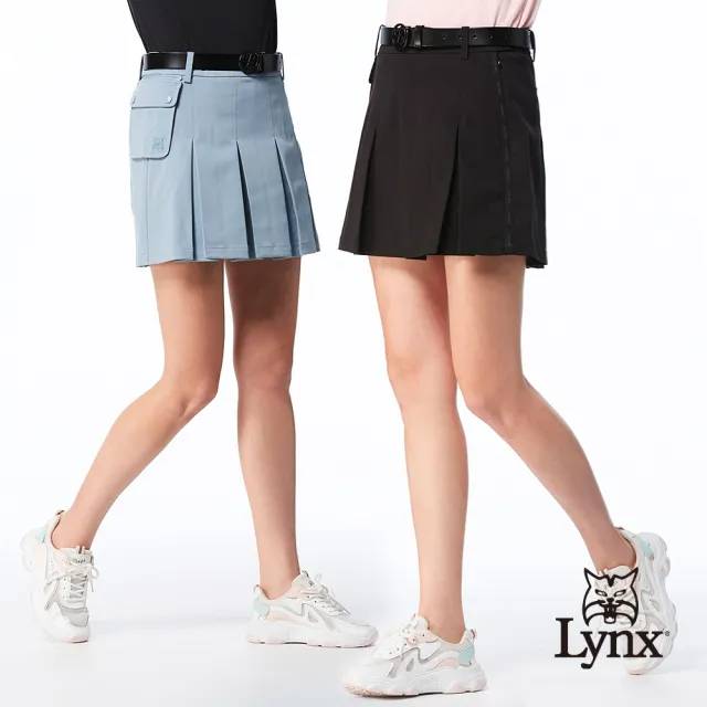 【Lynx Golf】首爾高桿風格！女款彈性舒適百摺裙款式貼袋設計反光織帶造型運動褲裙(二色)