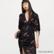 【ALLSAINTS】SAFIYA SOLANIO 人造絲V領抽繩開岔印花長版洋裝 WD316X(常規版型)