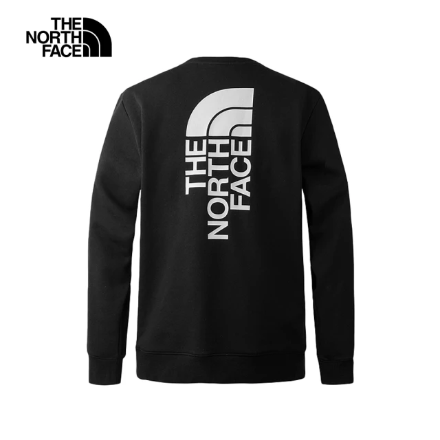 【The North Face 官方旗艦】北面男女款黑色舒適大尺寸品牌LOGO大學T｜8AKZJK3