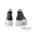 【Keeley Ann】牛皮高筒內增高休閒鞋(黑色376822510-Ann系列)