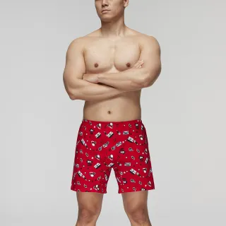 【Mr. DADADO】動感HIP-HOP M-3L印花四角男內褲 天然絲光棉-吸濕排汗-GHQ342RS(紅)