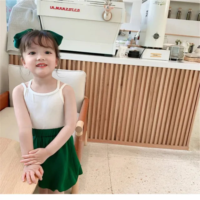 【安朵童舖】現貨韓版女童莫代爾性感交叉細肩帶上衣兒童純色吊帶背心露背背心上衣(014)