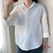 【2CV】現貨 冬新品條紋拼接襯衫QS001