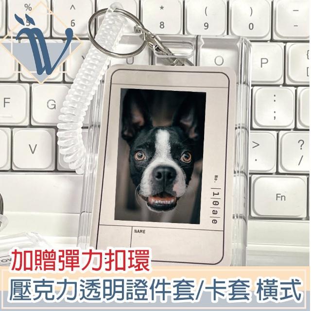 【Viita】壓克力透明雙面證件套/門禁卡/追星卡套 贈彈力鑰匙扣環 直式