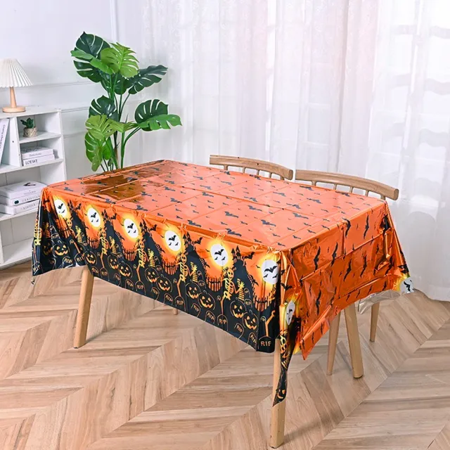 萬聖節桌布/桌巾- 橘色骷髏城堡(183*137cm)