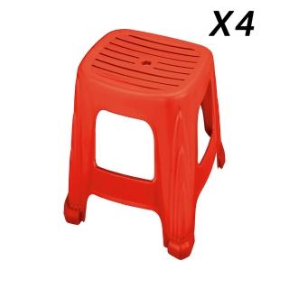 【ONE 生活】條紋樂四角塑膠椅4入/組 臺灣製(PP耐衝擊新料/抗UV/透過SGS檢驗)