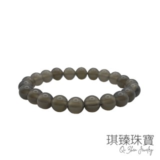 【琪臻珠寶】天然灰瑪瑙圓珠手鍊(8mm圓珠 隨機出貨 母親節禮物)