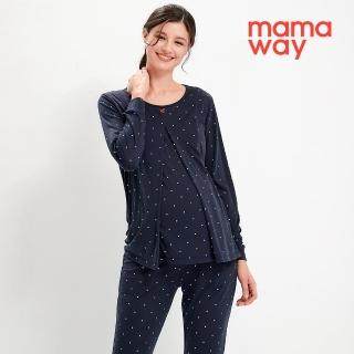 【mamaway 媽媽餵】點點米奇莫代爾孕哺居家套裝 長袖+長褲(孕婦裝 哺乳衣 月子服 哺乳睡衣)