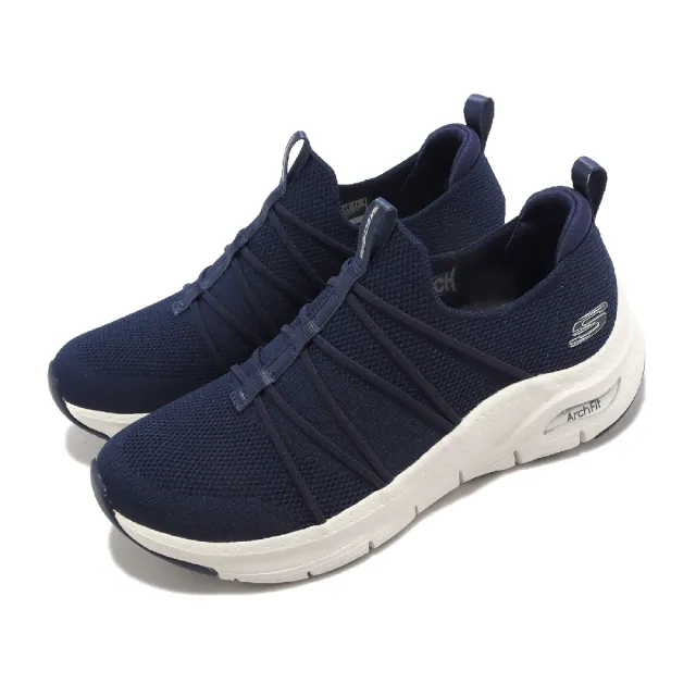 【SKECHERS】休閒鞋 Arch Fit-All Tied 女鞋 深藍 白 支撐 緩震 運動鞋(149564-NVY)