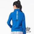 【KING GOLF】女款文字印圖可收式防風防潑水輕薄連帽外套(藍色)