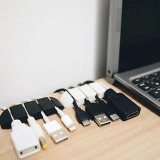 【寶盒百貨】2入ECHO黏著式固定線夾 四槽線固夾(充電線收納 收納架 桌面集中固定器)