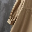 【ACheter】復古長版立領收腰風衣長袖休閒顯瘦純棉洗水圓領外套#119601(黑/卡其)