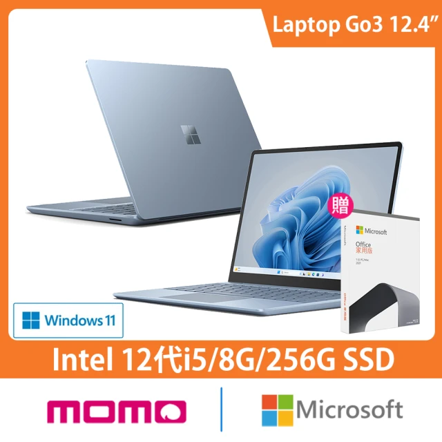 Microsoft 微軟 Office 2021★12.4吋i5輕薄觸控筆電-冰藍(Surface Laptop Go3/i5-1235U/8G/256GB/W11)