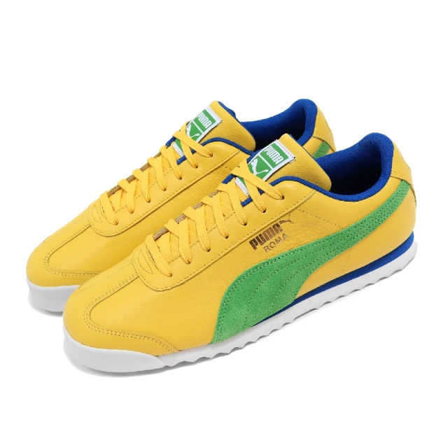 PUMA 休閒鞋 Roma Brazil 男鞋 黃 綠 皮革 麂皮 拼接 巴西配色 運動鞋(383643-01)