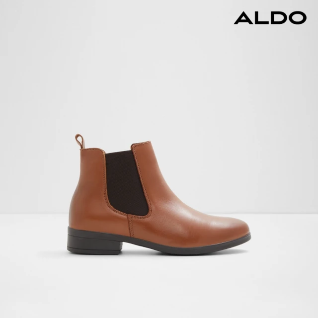 ALDO TALANARIEL-漆皮鬆緊造型皮革中筒靴(深棕