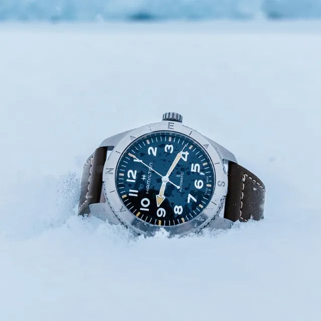 【HAMILTON 漢米爾頓】卡其陸戰遠征Expedition腕錶41mm(自動上鍊 中性 皮革錶帶 H70315540)