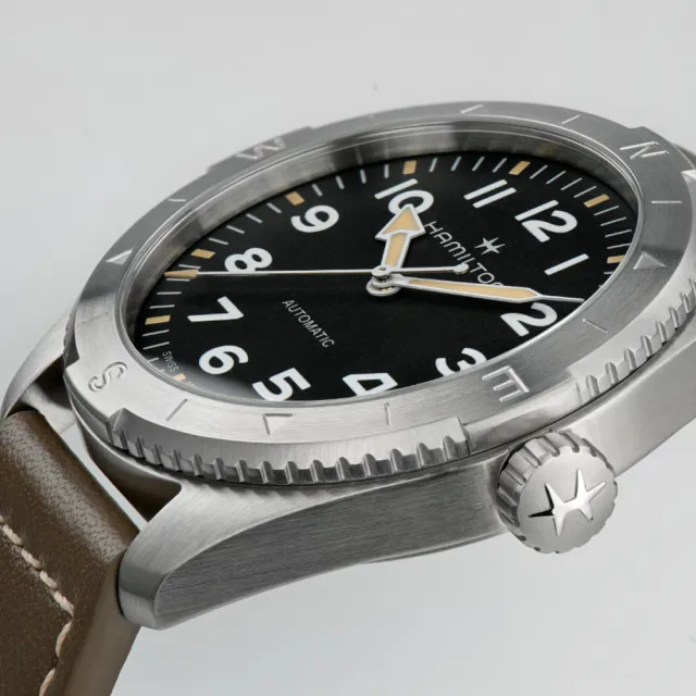 【HAMILTON 漢米爾頓】卡其陸戰遠征Expedition腕錶41mm(自動上鍊 中性 皮革錶帶 H70315830)