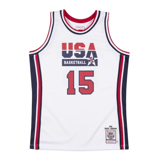 【NBA】M&N Authentic球員版復古球衣 92 Dream Team #15 Magic Johnson 白(AJY4AC19088-USAWHIT92EJH)