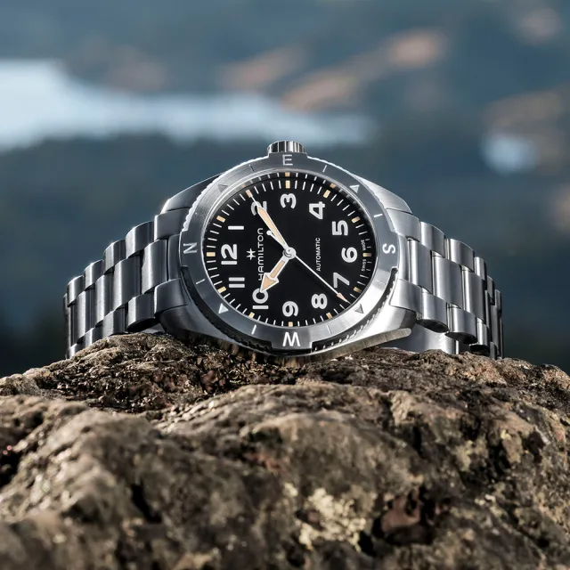 【HAMILTON 漢米爾頓】卡其陸戰遠征Expedition腕錶41mm(自動上鍊 中性 不鏽鋼錶帶 H70315130)