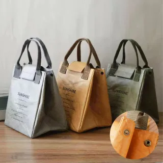 【Sayaka 紗彌佳】真皮包包  午餐袋 保溫袋 日系文青質感防水杜邦牛皮紙保溫保冷午餐袋 收
