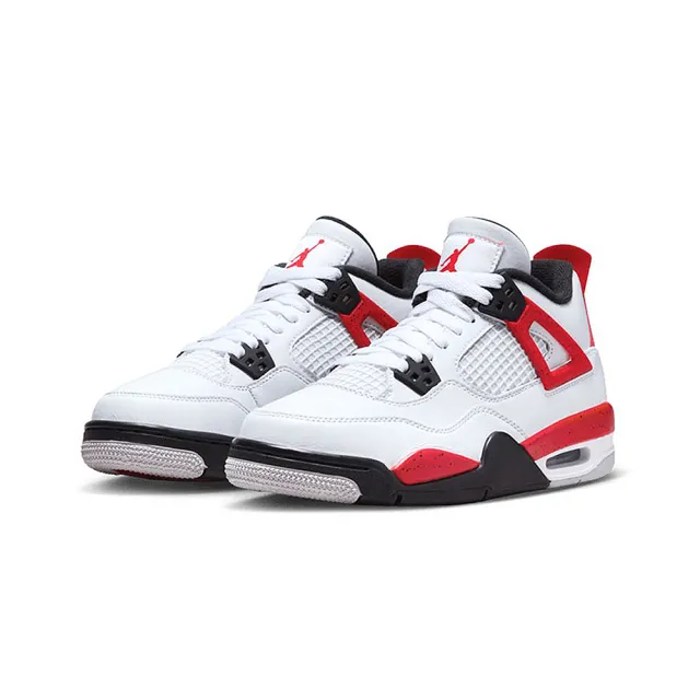 NIKE 耐吉 Air Jordan 4 Retro 女鞋 大童 經典紅色 喬丹 AJ4 經典 運動 休閒鞋(408452-161)