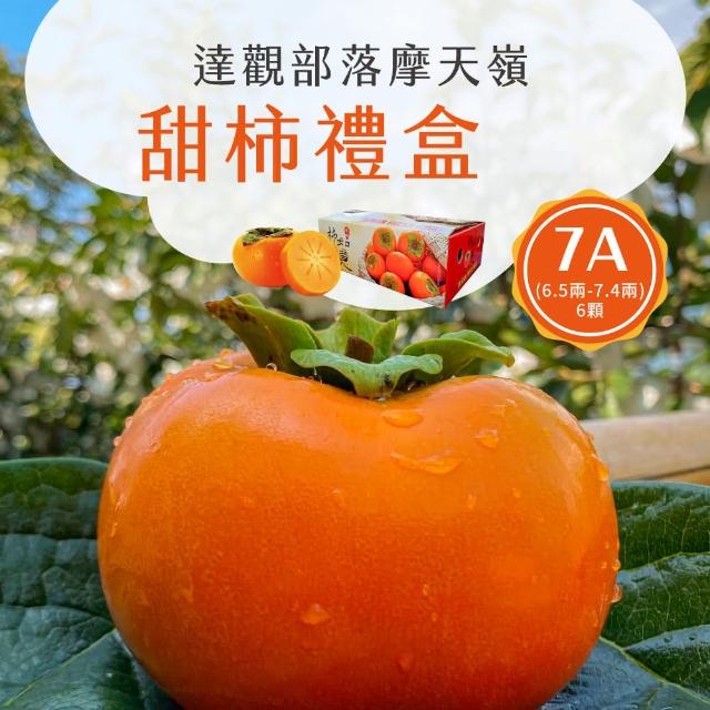 【初品果】達觀部落7A甜柿禮盒6顆x1盒(每顆260g+-10%_年節禮盒_產地直送)