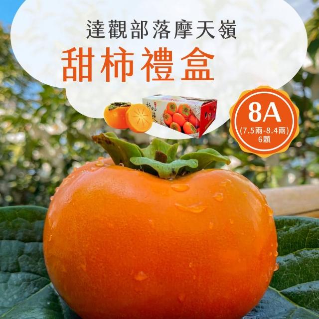 【初品果】達觀部落8A甜柿禮盒6顆x1盒(每顆300g+-10%_年節禮盒_產地直送)