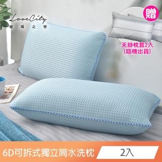 【寢城之戀】送萊賽爾Lyocell枕套1對 臺灣製 科技X-90分離可拆式獨立筒水洗枕(2顆)