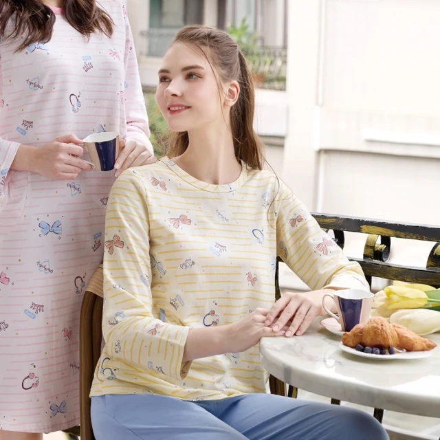 Wacoal 華歌爾 睡衣-家居系列 M-L純棉針織條紋印花