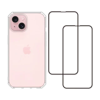 【RedMoon】APPLE iPhone15 Plus 6.7吋 手機殼貼3件組 鏡頭全包式魔方殼-9H玻璃保貼2入(i15Plus/i15+)