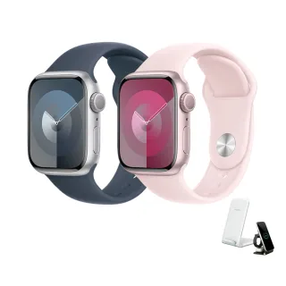 三合一無線充電座組【Apple 蘋果】Apple Watch S9 GPS 41mm(鋁金屬錶殼搭配運動型錶帶)
