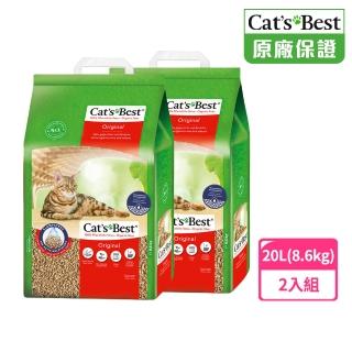 【CAT’S BEST 凱優】經典凝結木屑砂（紅標凝結型）20L/8.6kgx2入(貓砂/木屑砂/環保砂/杉木砂)