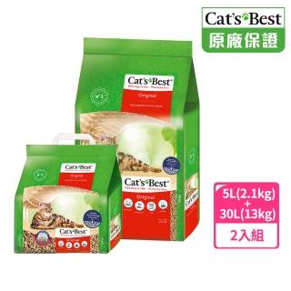 【CAT’S BEST 凱優】凝結木屑砂《紅標經典》共15.1kg│30L紅贈5L紅(貓砂/木屑砂/環保砂/杉木砂/松木砂)