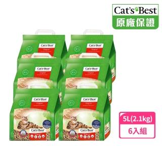 【CAT’S BEST 凱優】經典凝結木屑砂（紅標凝結型）5L/2.1kgx6入(貓砂/木屑砂/環保砂/杉木砂/松木砂)