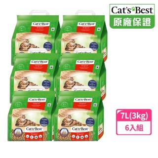 【CAT’S BEST 凱優】凝結木屑砂《紅標經典》7Lx6入(貓砂/木屑砂/環保砂/杉木砂/小動物砂)