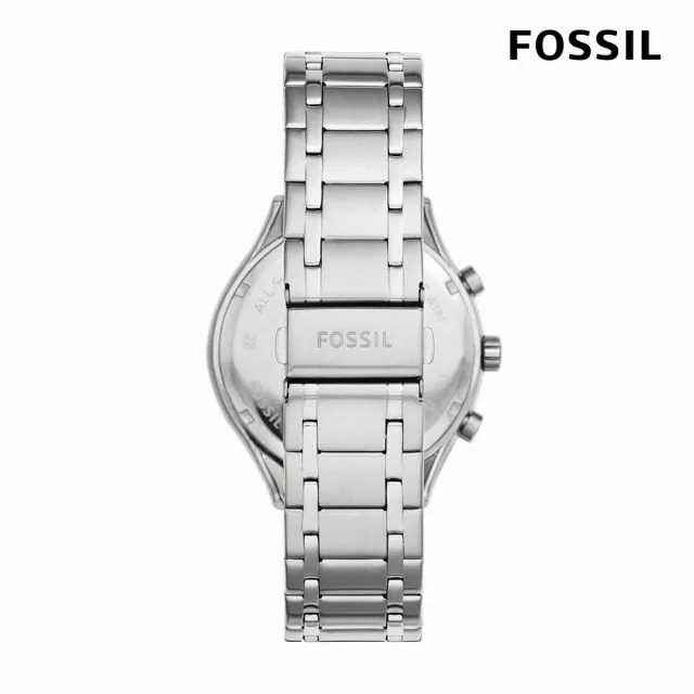 FOSSIL 官方旗艦館】Fenmore 滄海之鏡經典三眼手錶銀色不鏽鋼錶帶44MM