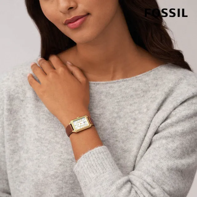 【FOSSIL 官方旗艦館】Raquel 復古女伶羅馬數字女錶 棕色真皮錶帶 手錶 26MM ES5307