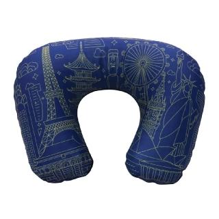 【DQ】好拆洗充氣枕 世界藍圖 / 午睡枕 飛機枕 旅行枕 護頸枕 U型枕 暑假出遊